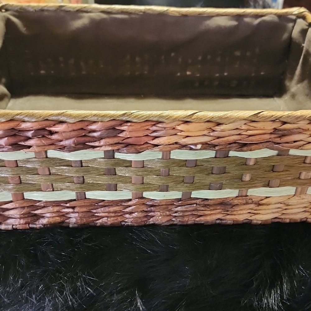 Brown and Tan Woven Accent Basket